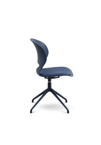 Linea spisestuestol, med pute, svingfunksjon, retursving - denimbl polypropylen og denimbltt metall