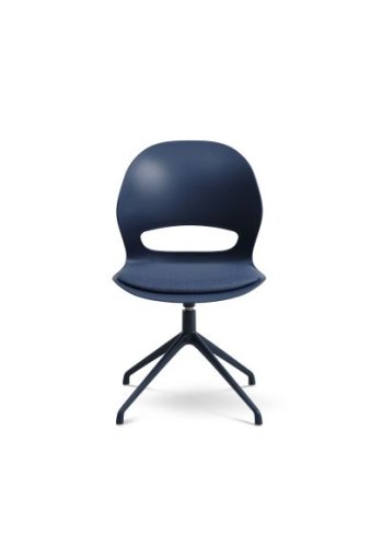 Linea spisestuestol, med pute, svingfunksjon, retursving - denimbl polypropylen og denimbltt metall