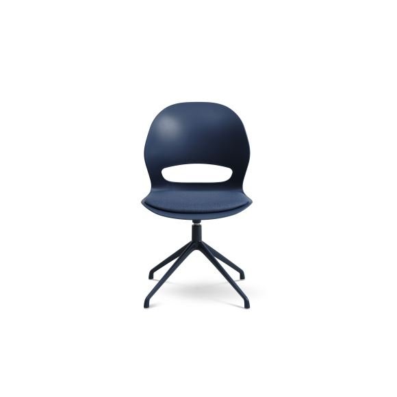 Linea spisestuestol, med pute, svingfunksjon, retursving - denimbl polypropylen og denimbltt metall