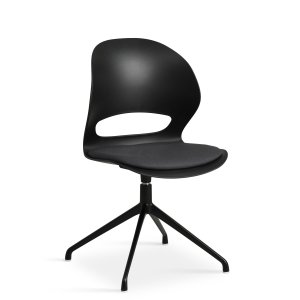 Linea spisebordsstol, m. drejefunktion og sort stofhynde - sort PVC og sort metal