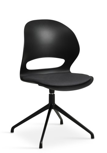Linea spisebordsstol, med dreiefunksjon og sort stoffpute - sort PVC og sort metall