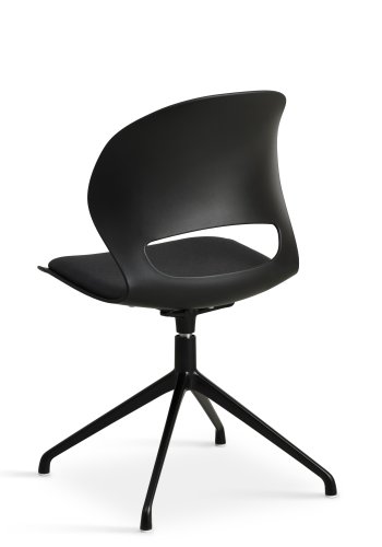 Linea spisebordsstol, med dreiefunksjon og sort stoffpute - sort PVC og sort metall