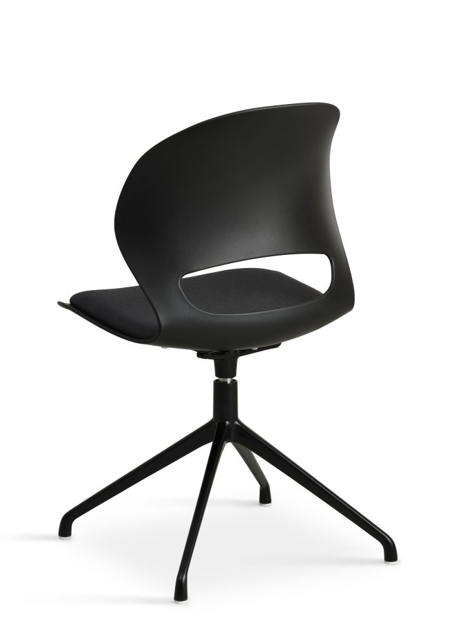 Linea spisebordsstol, med dreiefunksjon og sort stoffpute - sort PVC og sort metall