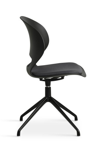 Linea spisebordsstol, med dreiefunksjon og sort stoffpute - sort PVC og sort metall