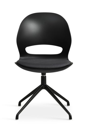 Linea spisebordsstol, med dreiefunksjon og sort stoffpute - sort PVC og sort metall