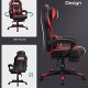 SONGMICS gaming stol, fotsttte, tilt funksjon, nakkesttte, korsryggsttte, armlener, hjul - svart/rd PU