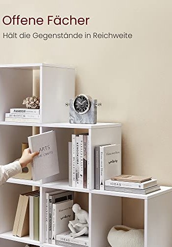 VASAGLE bokhylle, m. 10 rom - hvit sponplate