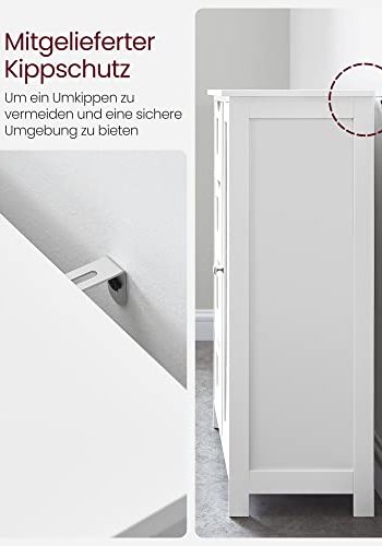 VASAGLE baderomsskap, m. 1 dr, 4 skuffer og 1 hylle - hvit MDF