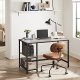VASAGLE skrivebord, m. 2 hyller - greige sponplater og sort stl (120x60)