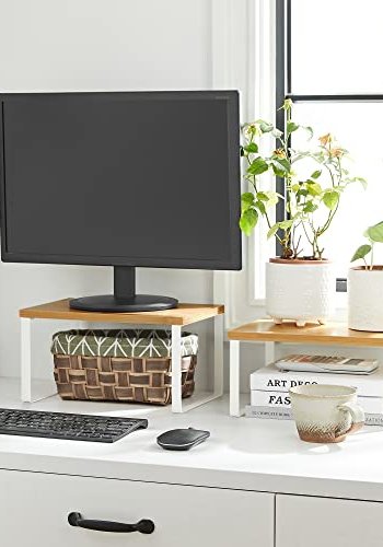 SONGMICS krydderhylle, stablebar - naturlig bambus og hvitt metall (sett med 2)