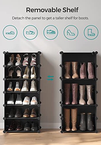 SONGMICS skostativ, stabelbar, m. 10 bokser - svart plast