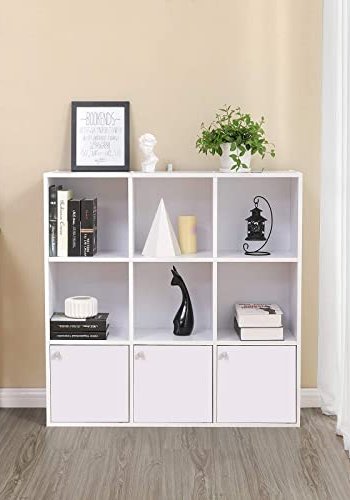 VASAGLE Regal, m. 3 Türen und 9 Fächern – weiße Spanplatte