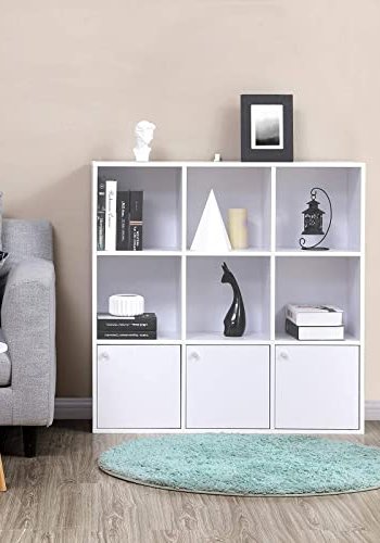 VASAGLE Regal, m. 3 Türen und 9 Fächern – weiße Spanplatte