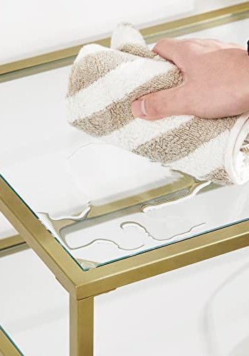 VASAGLE konsollbord, m. 2 hyller - herdet glass og gullstl (130x30)