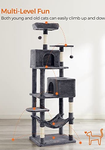 FEANDREA skrapestolpe, 6 niver, 1 stol, 2 huler, 2 pom-poms, 1 hengekye - rykgr plysj