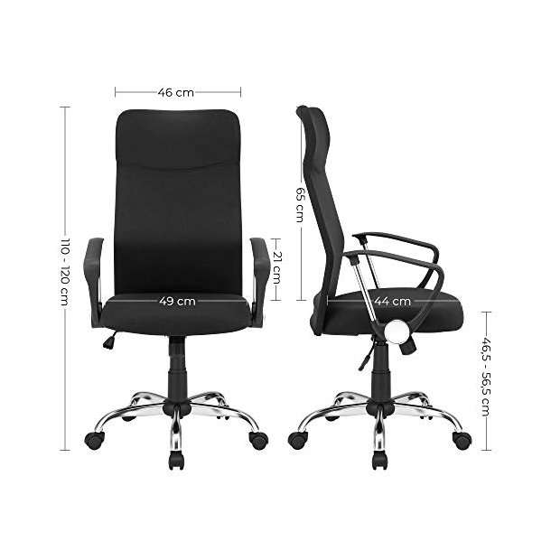 Kontorstol, m. arml�n, vippefunktion og justerbar h�jde  - sort polyester og st�l