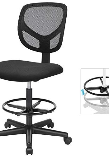 SONGMICS kontorstol, m. 360 graders rotasjon, justerbar fotsttte, hydejusterbar, hjul - mesh stoff