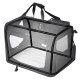 FEANDREA hundekasse, sammenleggbar, med hndtak - mesh, svart stoff og metall