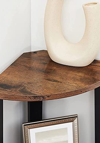 VASAGLE hjrne bokhylle, m. 4 hyller - rustikk brun sponplate og sort stl