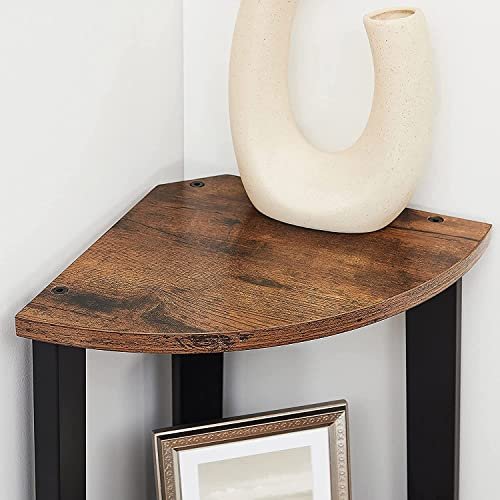 VASAGLE hjrne bokhylle, m. 4 hyller - rustikk brun sponplate og sort stl