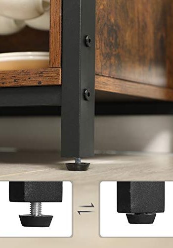 VASAGLE skjenk, m. 2 spaltedrer og 2 hyller - rustikk brun sponplate og sort stl