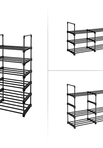SONGMICS skohylle, m. 6 hyller - svart jern