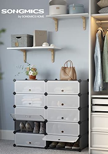 SONGMICS skostativ, stabelbar, m. 10 bokser - gr plast