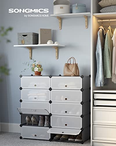 SONGMICS skostativ, stabelbar, m. 10 bokser - gr plast