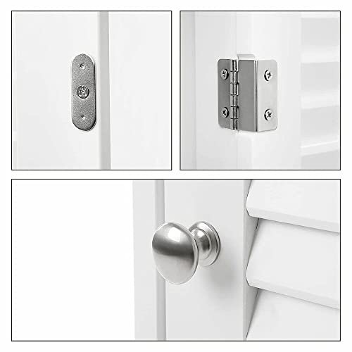 VASAGLE baderomsskap, m. 1 sprossedr, 1 hylle og 1 skuff - hvit MDF