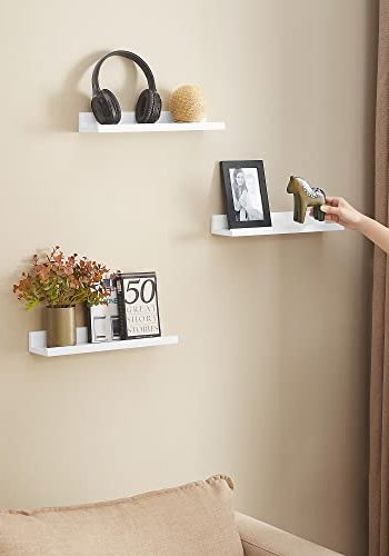 SONGMICS flytende hylle - hyglans hvit sponplate (sett med 3)