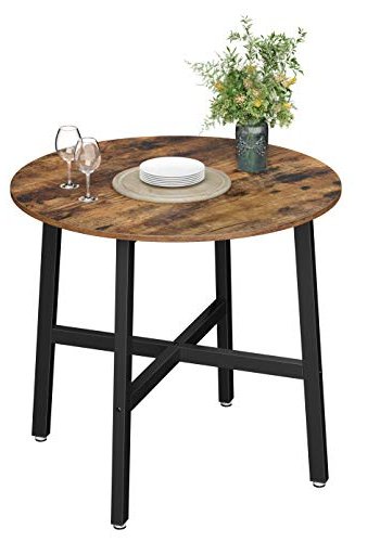 VASAGLE spisebord, rundt - brun sponplate og sort stl (80)