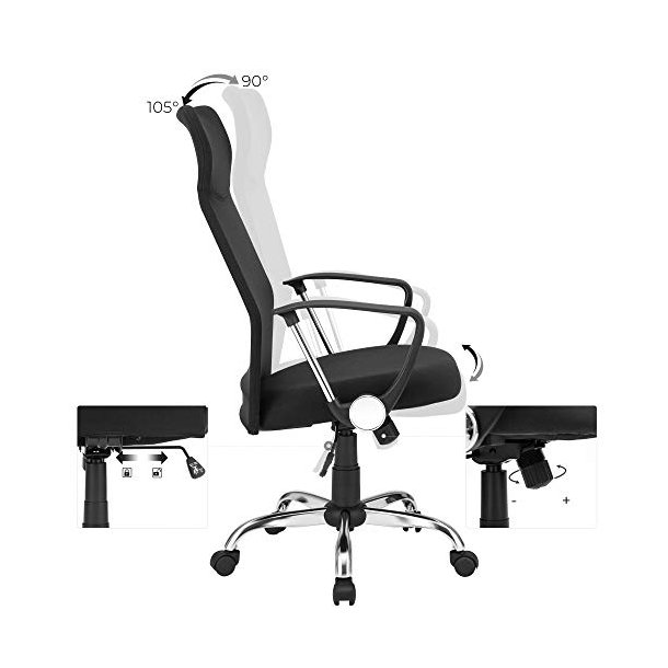 Kontorstol, m. arml�n, vippefunktion og justerbar h�jde  - sort polyester og st�l
