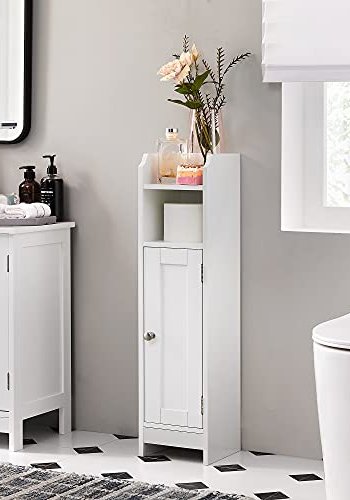 VASAGLE baderomsskap, m. 1 dr og 3 hyller - hvit MDF