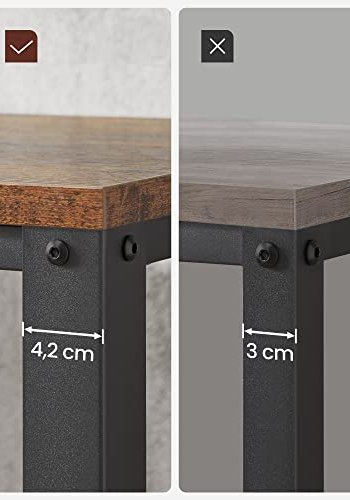 VASAGLE salongbord, m. 1 hylle, rektangulr - rustikk brun sponplate og sort stl (60,2x106,2)