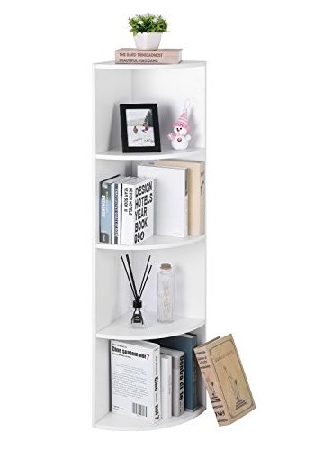 VASAGLE hjrne bokhylle, m. 4 rom - hvit sponplate