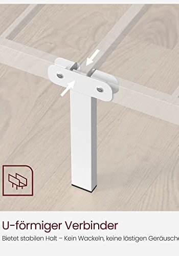 VASAGLE sengeramme, med sengegavl - hvit stl (140x190)