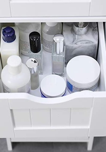 VASAGLE baderomsskap, m. 4 skuffer - hvit MDF