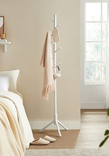 VASAGLE stum tjener, m. 8 kroker, 3 hydealternativer - hvit gummitre