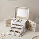 SONGMICS smykkeskrin, 4 lag, lsbar smykkeboks med skuffer, flyelsfôr ? hvit 