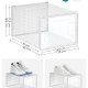 SONGMICS skoeske, stablebar, sammenleggbar, opp til UK strrelse 10,5 - klar og hvit plast (sett med 8)