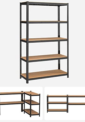 SONGMICS hylle for verktyrom, m. 5 hyller - naturlig MDF og sort stl