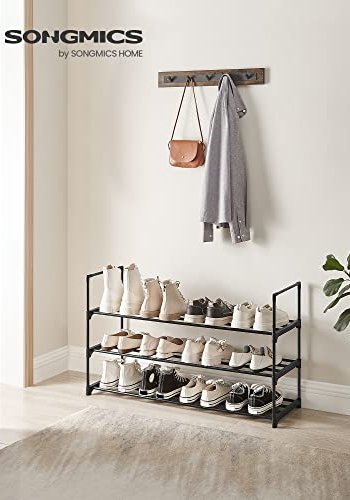 SONGMICS skohylle, m. 3 hyller - sort stl