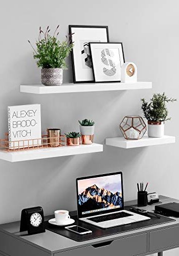 VASAGLE flytende hylle - hvit MDF (B:40)