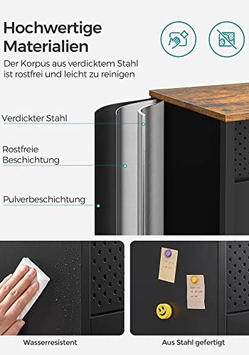 SONGMICS skap, m. 2 drer og 1 justerbar hylle - rustikk brun sponplate og sort stl