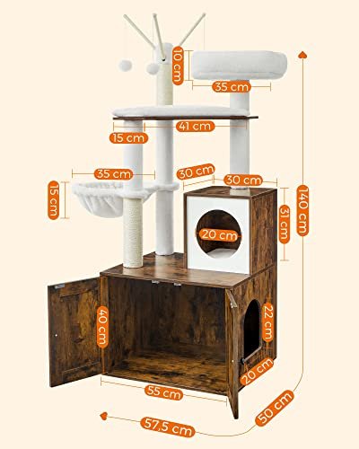 FEANDREA skrapestolpe, m. avfallsbrett, 3 plysj ballbarer, plattform, hule, stol - plysj/sisal/brunt tre