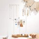 SONGMICS smykkestativ - hvitt jern og naturlig tre