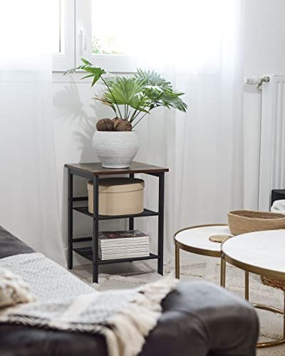 VASAGLE Beistelltisch, m. 2 verstellbaren Gitterböden – rustikale braune Spanplatte und schwarzer Stahl (40 x 40)