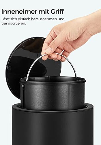 SONGMICS pedalbtte, med innvendig plastbtte - svart plast og sort stl