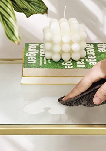 VASAGLE bokhylle, m. 4 hyller - herdet glass og gullstl