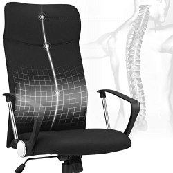 Kontorstol, m. arml�n, vippefunktion og justerbar h�jde  - sort polyester og st�l